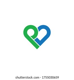 letter P and D, initial PD, DP logo in love line art style template