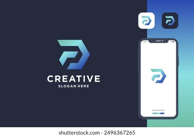 Letra P con diseño de logotipo D para la inspiración de la marca de negocios