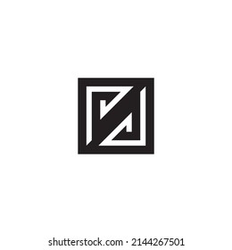 
Letra P y d triángulo espiral, símbolo cuadrado simple logotipo vectorial