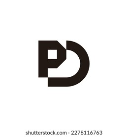 Letra P y D, símbolo geométrico cuadrado y circular simple vector de logotipo