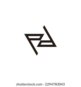 Letra p y d triángulo, símbolo geométrico simple vector logo