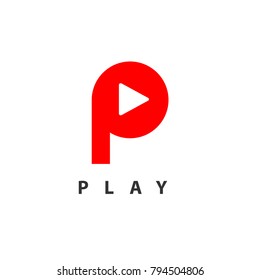 letter p dan play logo concept