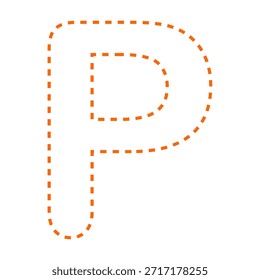 Letra P tracejada linha contorno vetor ilustração versão oranye