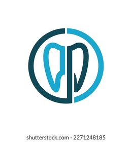 Letter p dental circle creative logo design