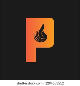 Letter P design and a combination of fire for logos or icons that are very modern and simple. Vector EPS 10.