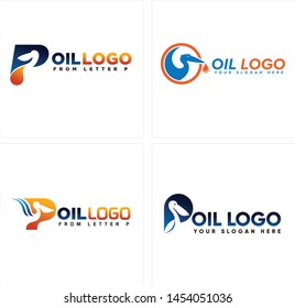 Letter P design with drop oil and pelican suitable for icon label gas business company industry animal