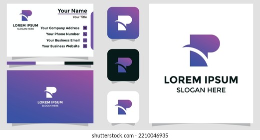 letter P design logo and branding card