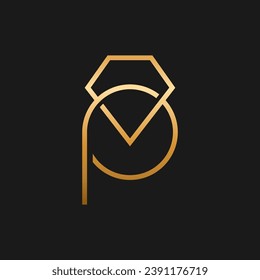 Letter P diamond luxury line logo design