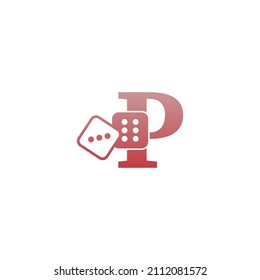Letra P con dados dos iconos modelo vectorial