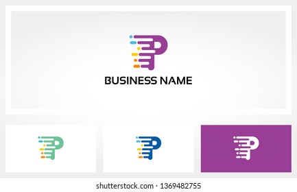 Letter P Digital Data Logo