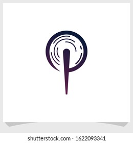 letter P and digital network icon logo design vector, technology logo design template