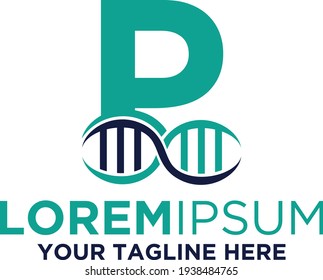 Letter P with DNA logo design