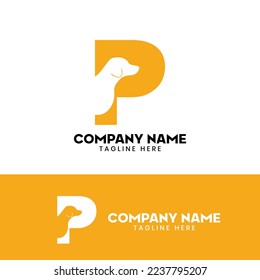 Letter P Dog Logo Design Template Inspiration, Dog Vector, Initial Logo