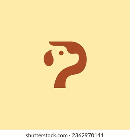 Letter P Dog Logo Design. Dog Head Vector