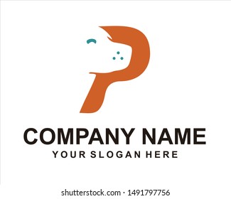 letter P dog logo vector animals