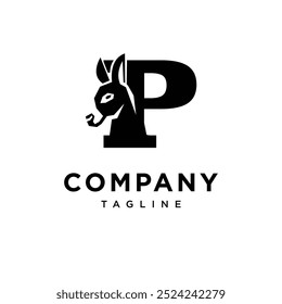 Letra P Donkey Logo Ícone vetor