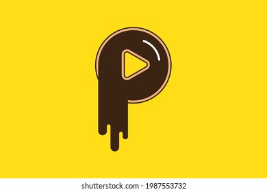 Letter P donuts play logo design for bussines or app with high resolution and editable vector eps file