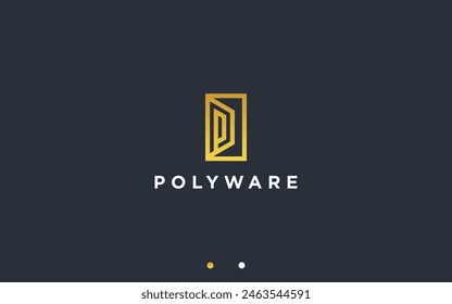 letter p with door logo design vector silhouette illustration