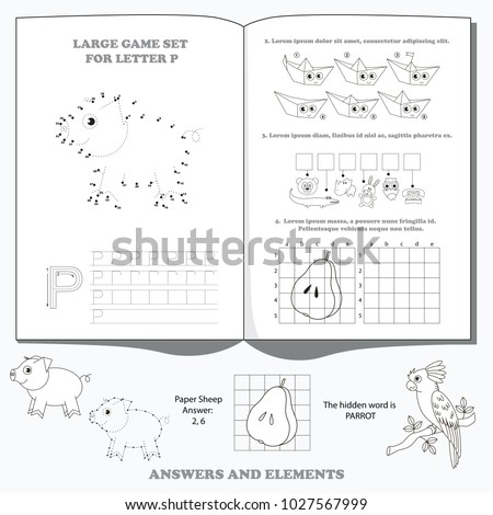 Letter P. Dot to dot educational game for kids.