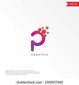 Letter P dot logo design template. Colorful creative sign. Universal vector icon. Modern logotype symbol