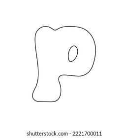 letter P, drawing, vector illustration