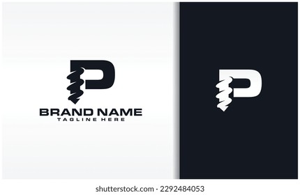 Vector de diseño de logotipo de bit de detalle de letra P