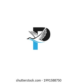 Letter P with duck icon logo design illustration vector