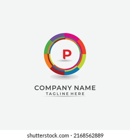 letter P Dynamic Segments Of Colored Circle logo