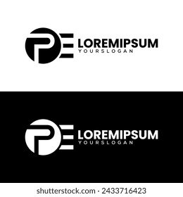 letter  P E  creative icon logo design 