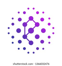 Letter P E Monogram Logo Template dot connection network science reaction