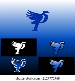 diseño del logotipo combinado de letras P y águila