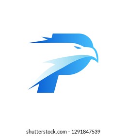 Letter P Eagle Head Logo