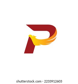 letter p and eagle head logo