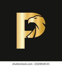 Letter P Eagle Logo Design. Transportation Symbol Vector Template