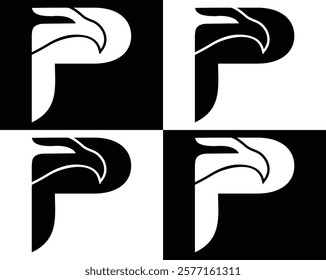 letter p and eagle logo design