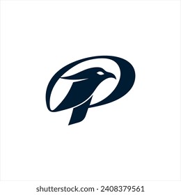 Letter P Eagle Logo Icon with Creative Eagle Head Vector Illustration.