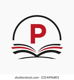 Letter P Education Logo Book Concept. Training Career Sign, University, Academy Graduation Logo Template Design