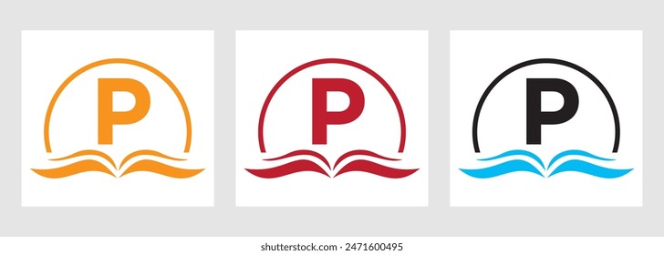 Letter P Education Logo Book Concept. Training Career Sign, University, Academy Graduation Logo Design