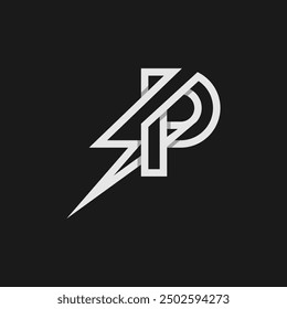 letter P electric logo, tunder bolt design logo template, vector illustration