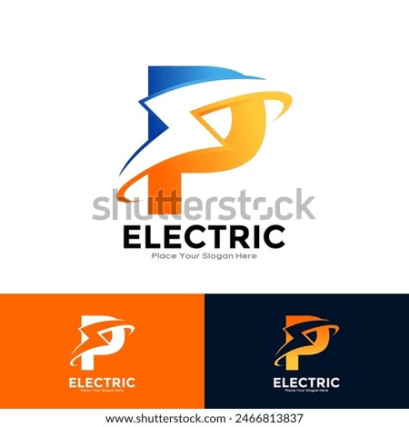 Letter P Electric Logo vector design. Suitable for initial Lightning Bolt,  corporate, technology, and poster illustration symbol