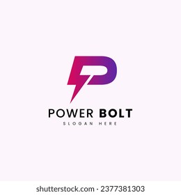 Letter P Electric Power Bolt Logo Design Vector Template