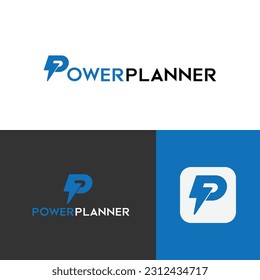 Letter P electric sing logo design, logo for power house, power supplier company, abstract mark logo, logotype, logo design vector and template.