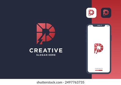 letter p electrical logo design inspiration