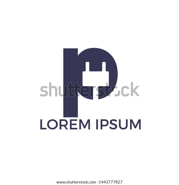 Letter P Electricity Plug Vector Logo のベクター画像素材 ロイヤリティフリー