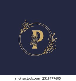 Letter P elegant flower type Feminine Vector Signs or Logo Templates