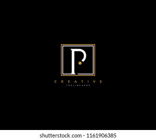 letter P elegant line square frame hipster logo design