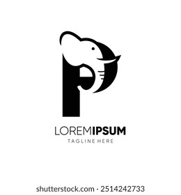 Letter P Elephant Logo Design Vector Icon Graphic Emblem Illustration Symbol