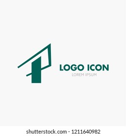 Letter P enclosed in a triangle. Abstract vector logo in a linear style