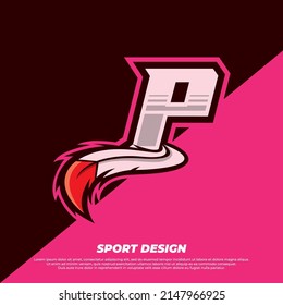 Letter P esport design template with indian fur style, gamer and sport logo illustration