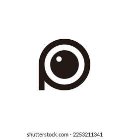 Letter P eye, circle geometric simple symbol logo vector